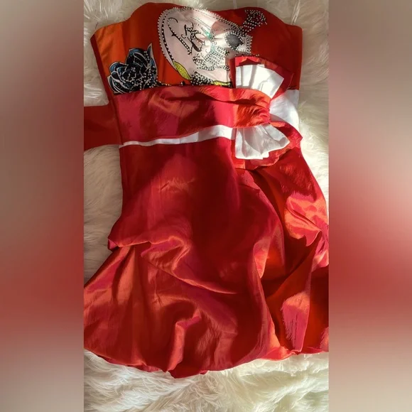 open lace back dress Orange Puffy Girl Dress 6 Years / with Train